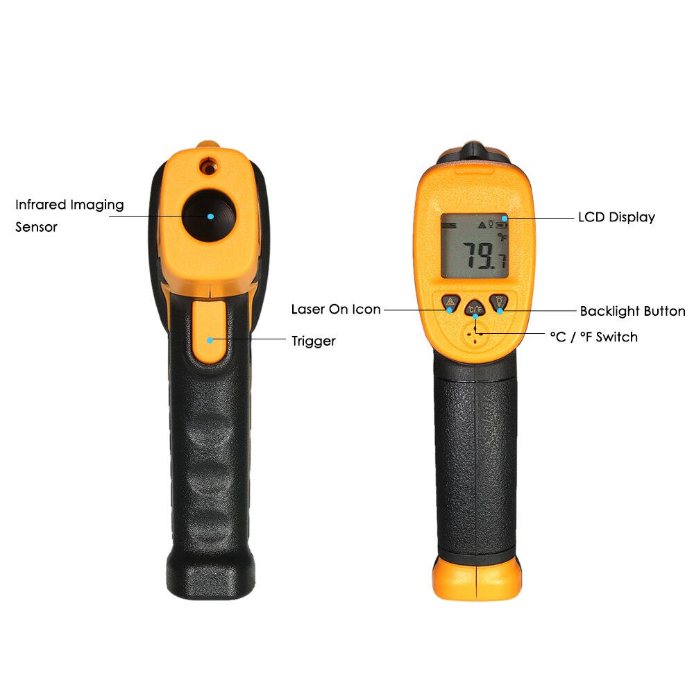 Smart Sensor AS530 LCD Digitale A Infrarossi termometro Temperatura Tester del Tester Rosso Laser Senza Contatto A INFRAROSSI Pirometro Pistola termometro