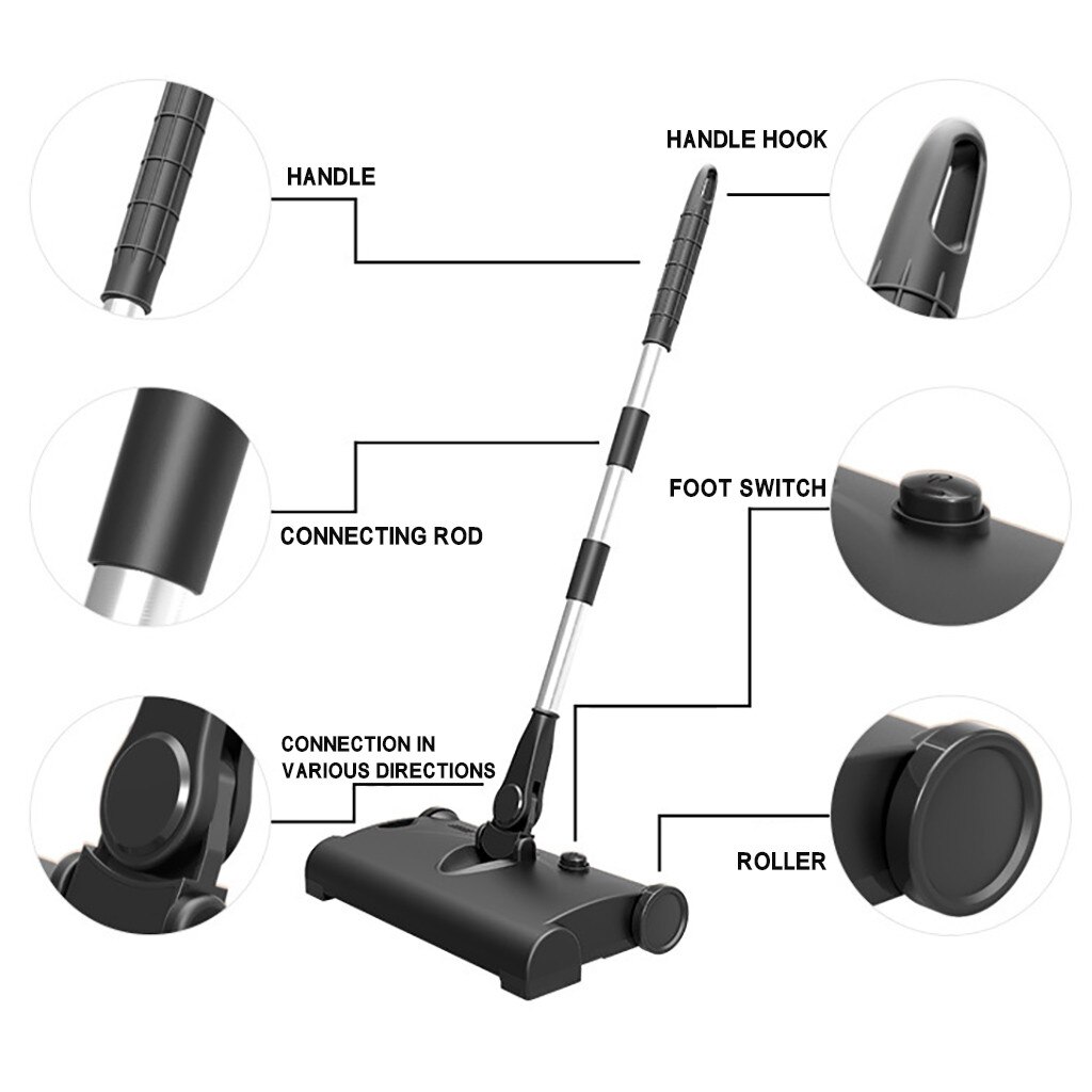 Electric Floor Sweeper Cleaner Vacuum Rechargeable Wireless Hand Push Vacuum Cleaner Household Electric Mop Broom Robot