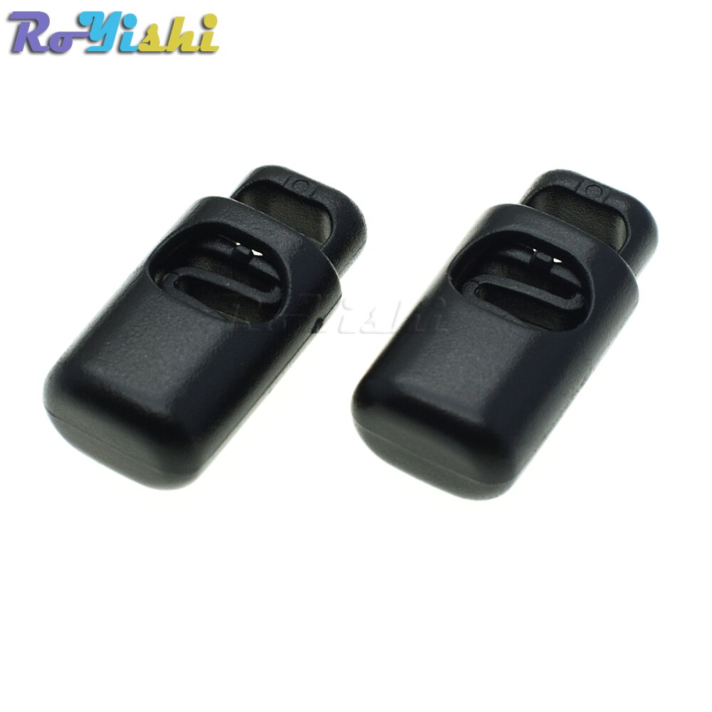 Plastic Single Hole Spring Stopper Toggle Cord Locks End Black
