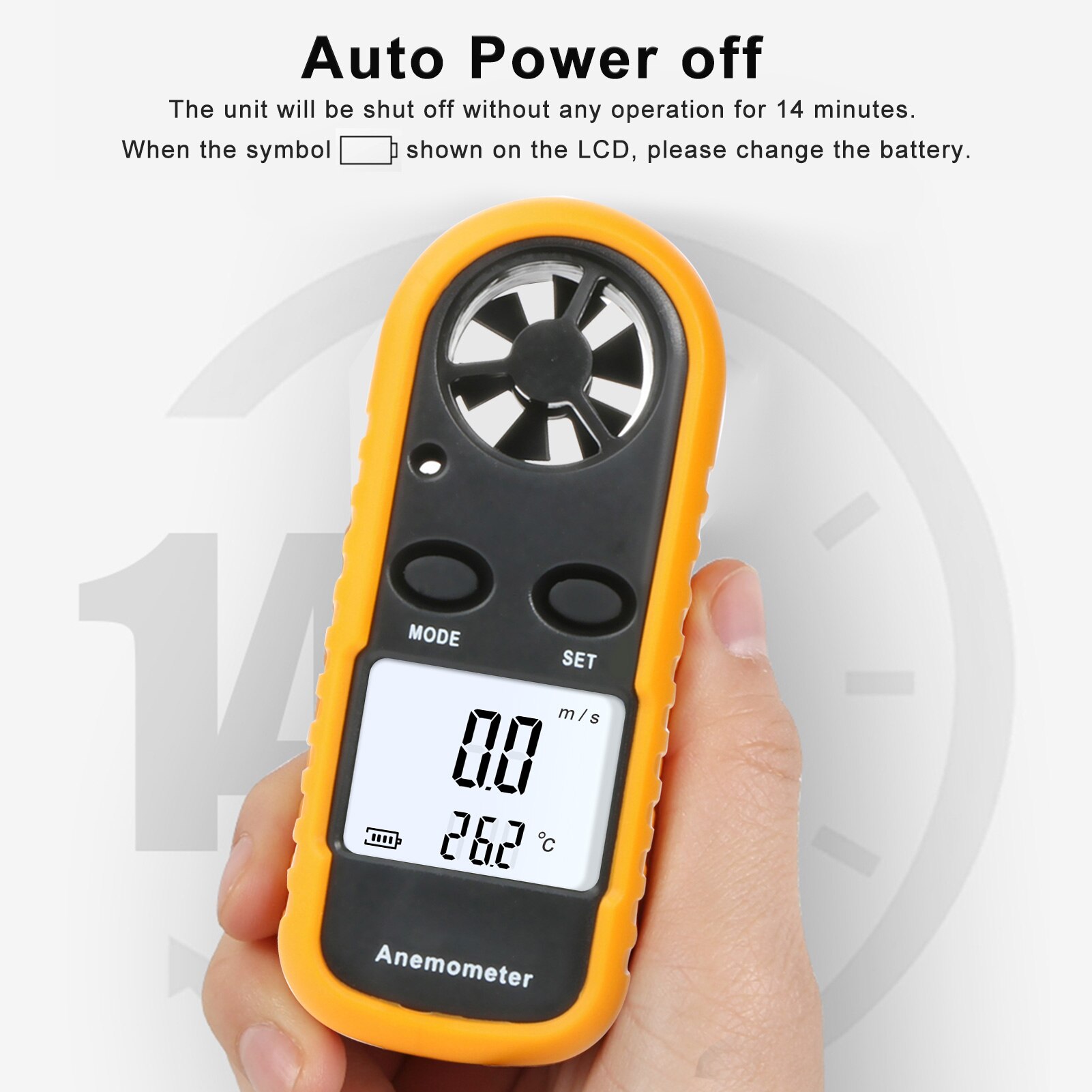 Anemometer Portable Anemometro Air Flow Thermometer Portable Wind Speed Meter Gauge Windmeter 30m/s LCD Digital Anemometer