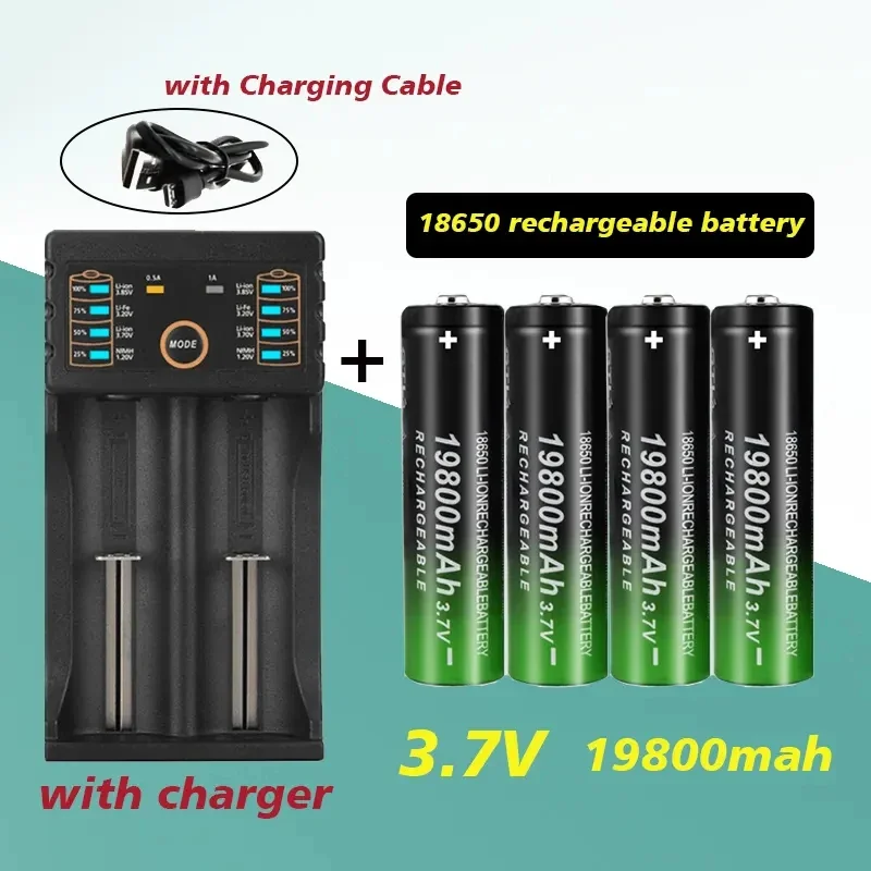 best-selling18650 battery 3.7V 19800 Mah USB+charger,suitable for flashlights and razors rechargeable lithium-ion batteries