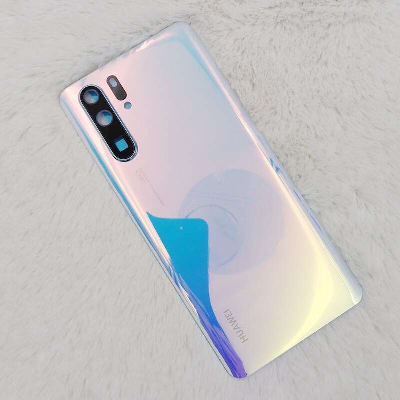 Originele Huawei P30/P30 Pro Glas Terug Batterij Cover Achterdeur Behuizing Case Vervangende Onderdelen Voor P30 P30Pro &amp; camera Lens Frame: P30 Light Blue