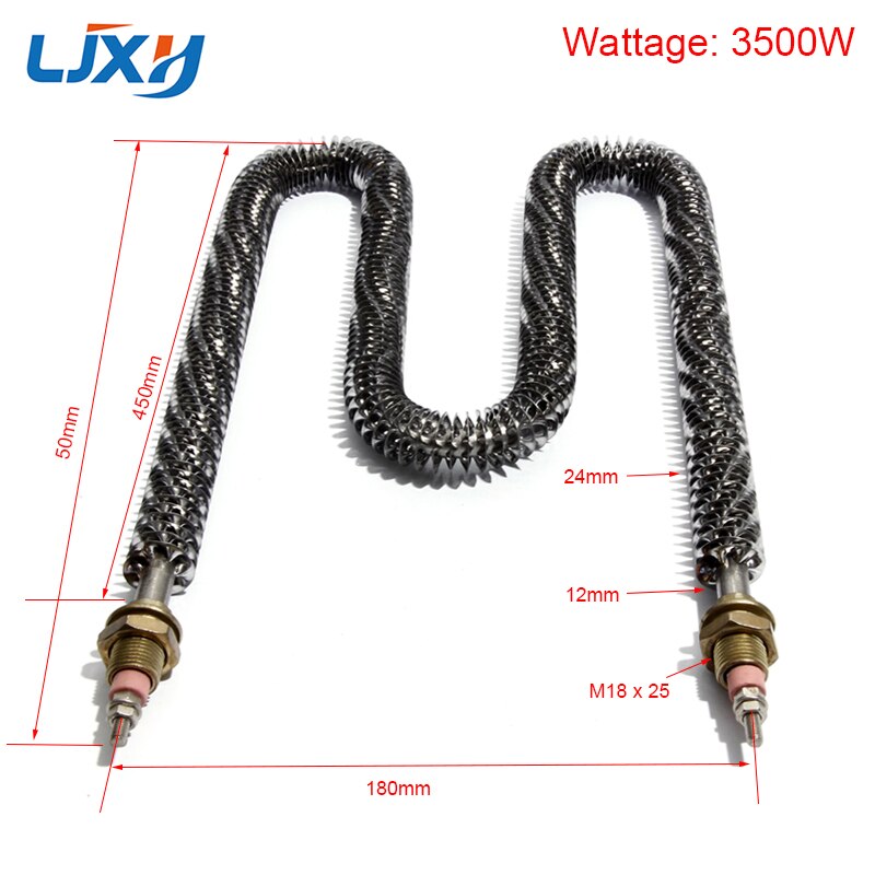 LJXH W Type Finned Heater Heating Element for Air 1500W 2000W 2500W 3000W 3500W: 220V / 304SS with COPPER / 500mm 3500w