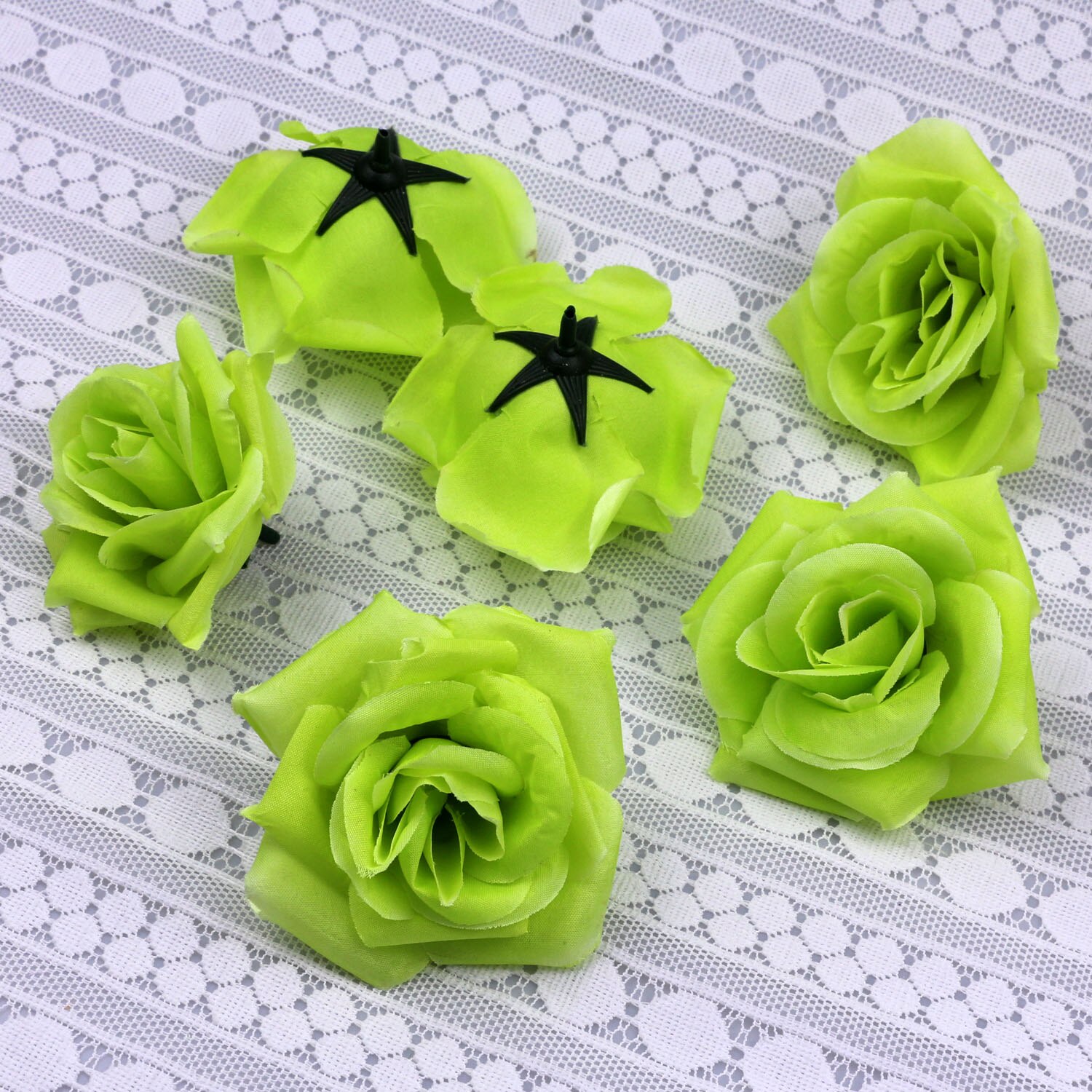 Dark purple Rose Flower Heads 10-Pack Artificial Roses Perfect for Wedding Decorations Baby Showers Crafts: green