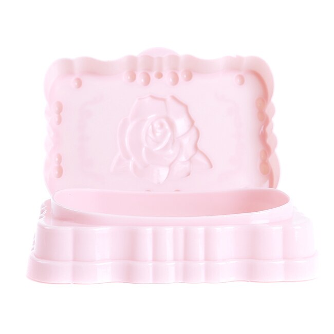 Rose Gesneden Draagbare Zeep Box Case Holder Container Wassen Stofdicht Zeep Case Home Badkamer Accessoires Zeepbakje Opslag case: pink