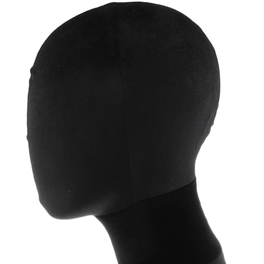 Modèle de tête en bois noir avec support-pour perruque, cheveux, chapeau, affichage, Mannequin de casque-velours