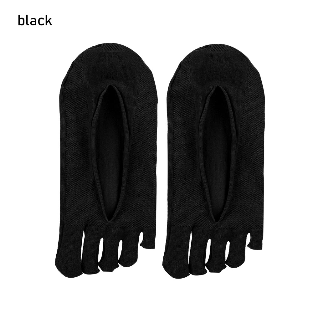 Chaussettes d'été à cinq doigts pour femmes, respirantes, Ultra-fines, coupe basse, doublure, antidérapantes, invisibles: black
