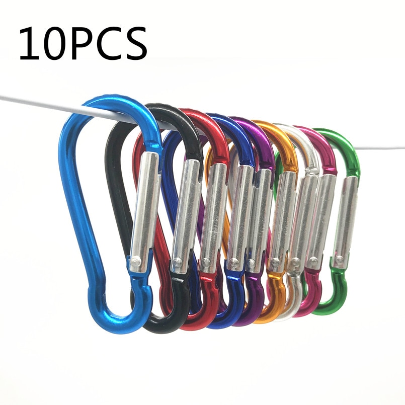 10Pcs M6 Kleur Karabijnhaken Aluminium Carabiner Spring Snap Clip Haken Sleutelhanger Klimmen Karabijnhaak Voor Sleutels Camping Gereedschap