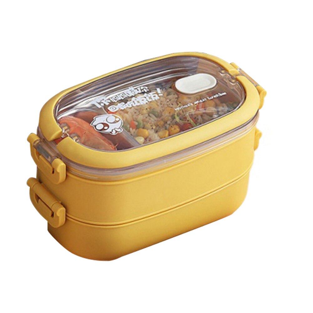Stainless Steel Insulated Lunch Box Student School Multi-Layer Lunch Box Tableware Bento Food Container Storage Breakfast Boxes: yellow 2layer