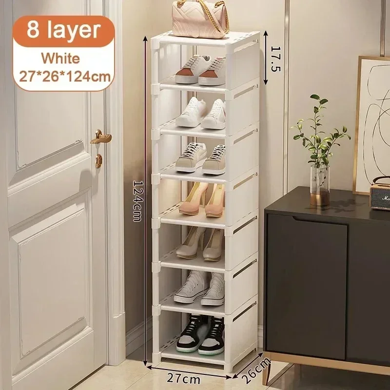 Entrance Shoe Rack Multiple Layers Stackable Footwear Organizer Rack Space Saving Wall Corner Shoe Cabinets Simple Shoes Shelf: Orange
