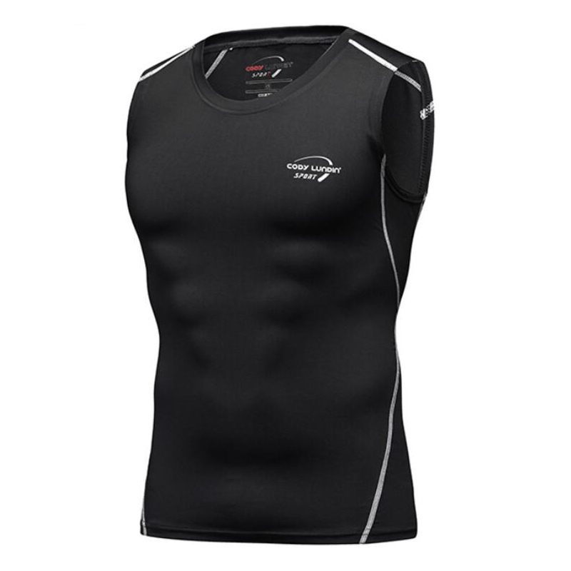 Bodybuilding stringer tank top mænd afslappet hurtig tør kompression stram ærmeløs mænd vest fitness singlet mænd top tees m-xxl: Sort / L