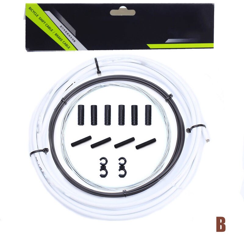 Fiets fiets voor achter binnen buiten kabel versnelling remkabel set 4 kleuren eig 88: Witte b-transmissie