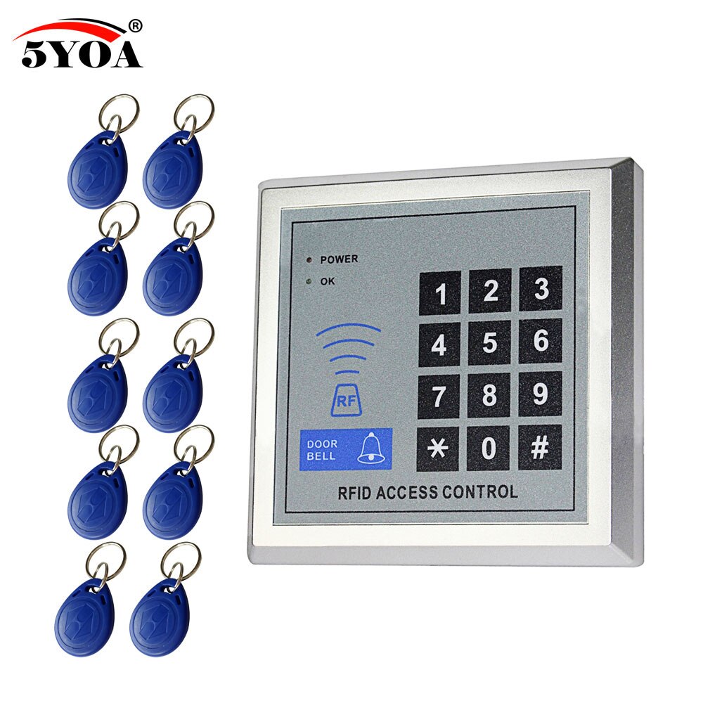 5YOA RFID Access Control System Device Machine Security Proximity Entry Door Lock: AC and 10 Keys