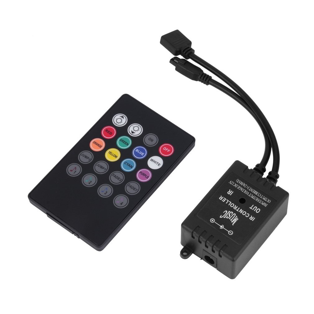 Wereldwijd LED Muziek IR Controller 12V 2A 20 Keys IR Remote Controllers voor 3528 5050 RGB LED Strip lichten Mini Controller