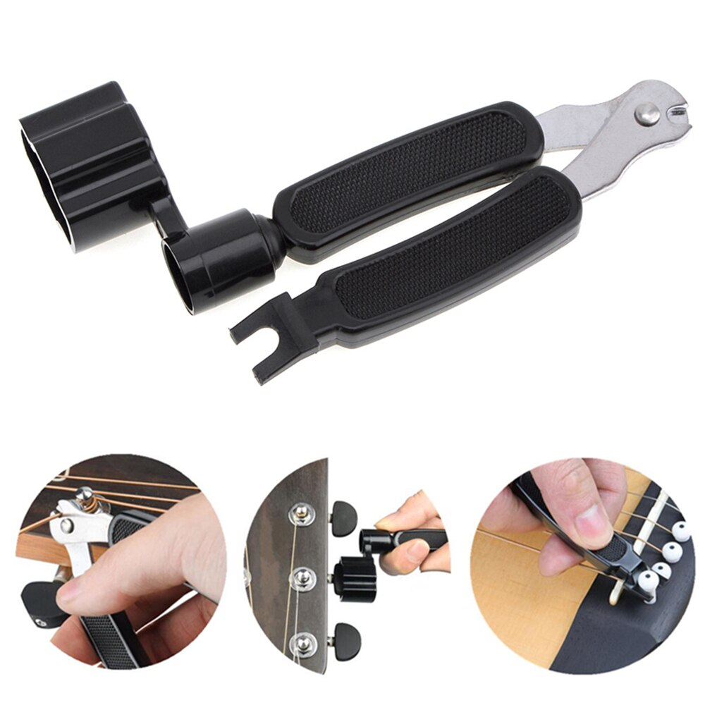 3 in 1 Guitar String Winder Easy to Carry Multi-purpose Electric Wood Guitar Winder Pin Puller String Cutter Guiter Parts