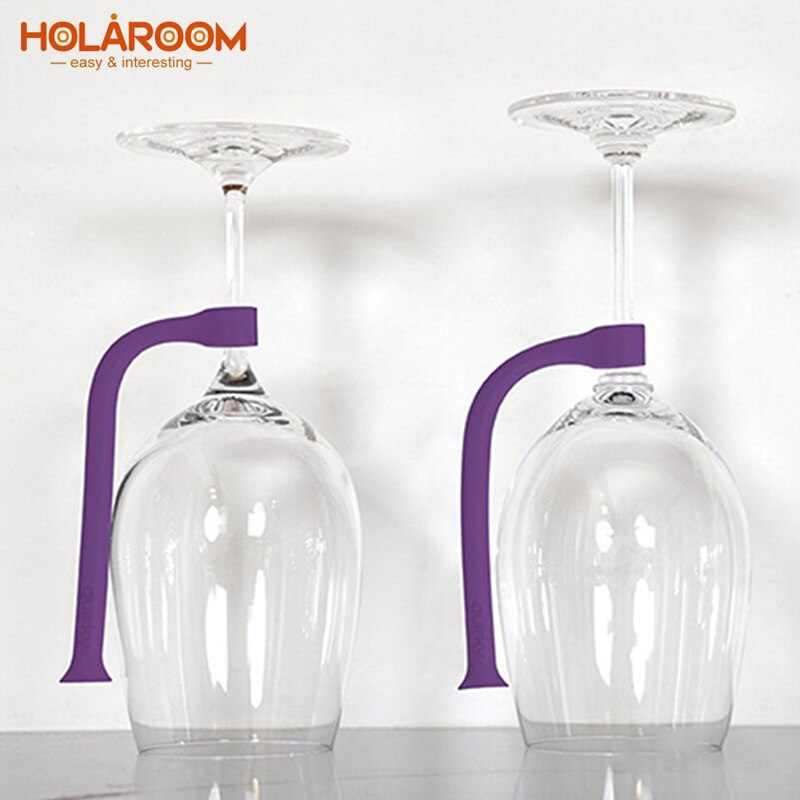 Holaroom 4 stuks glazen beschermer flexibele vaatwasser bekerhouder siliconen glasbeugel wijnglas hangend keukengereedschap