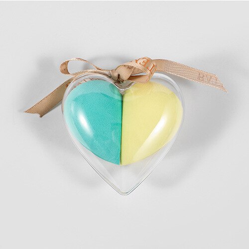 Esponjilla cosmética con caja en forma de corazón, 2 uds., esponja en forma de gota de agua para maquillaje, de colores múltiples esponjilla, cepillo para maquillaje esponja cosmética: Yellow