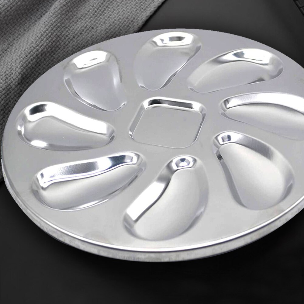 Brand Oyster Shell Shaped 8 Slots Stainless Steel Oyster Serving Grilling Plate Pan for Oysters Sauce and Lemons