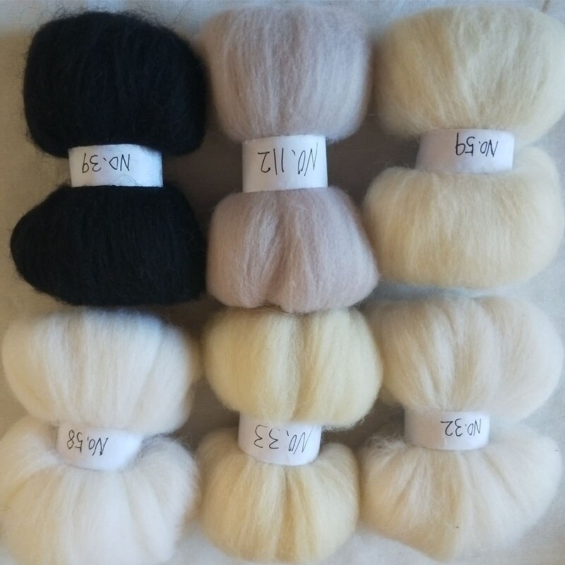 WFPFBEC 6 Kleuren Wol Fibre Roving Naaien Voor Naaldvilten Wol Ambachten 6 kleuren 10g/kleur totaal 60g