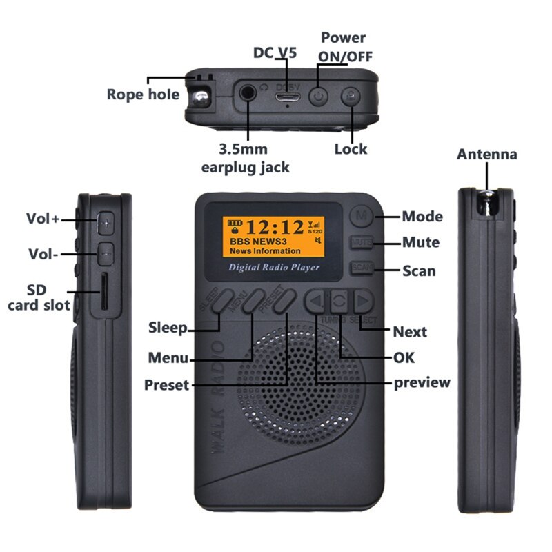 Mini récepteur de Radio numérique DAB/FM, affichage LCD, bon son, Portable, usage ue,