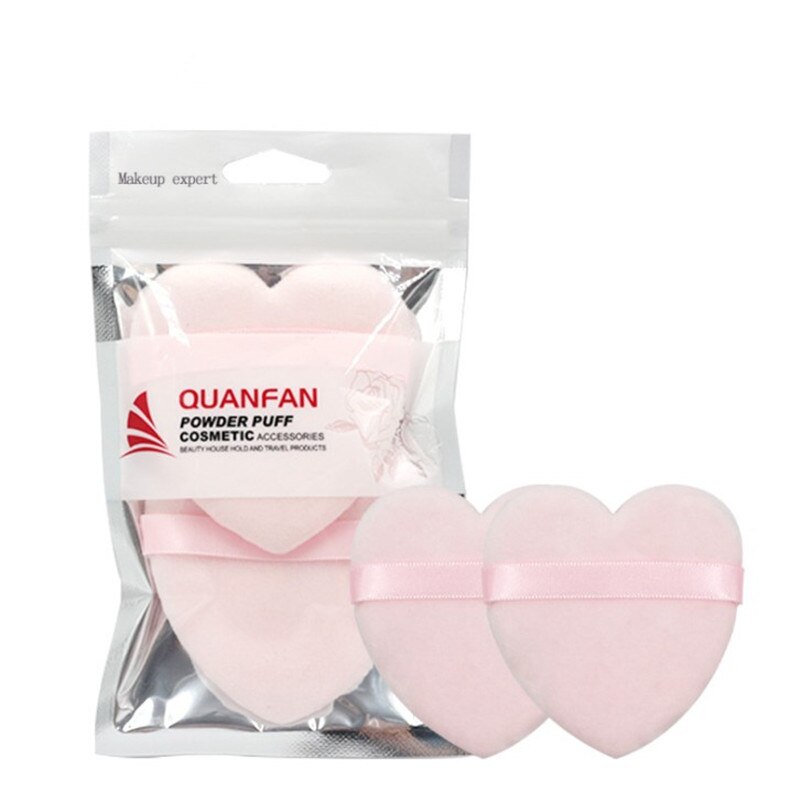 2pcs Heart Shape Facial Face Body Powder Foundation Puff Portable Soft Cosmetic Puff Makeup Foundation Sponge: Pink