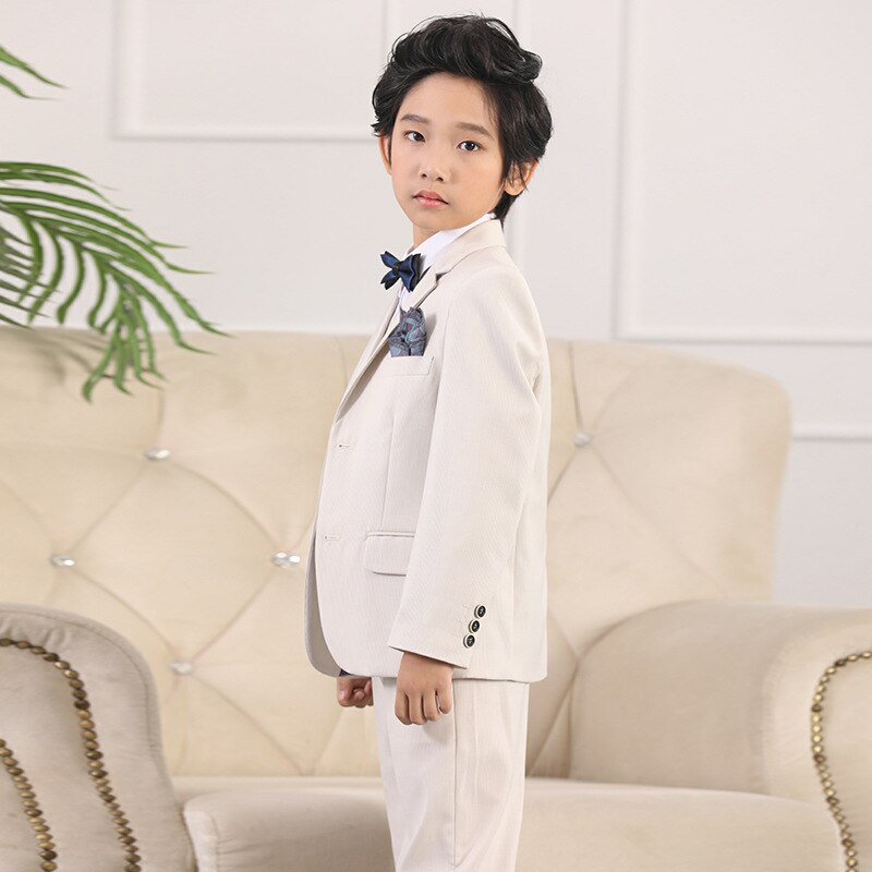 Lente Herfst Formele Kind Rokkostuum Set Bloem Jongens Wedding Party Peformance Host Kostuum Kids Blazer Vest Broek 3Pcs kleding