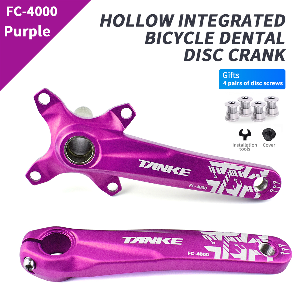 TANKE Crankset 170MM Bicycle Chainring hollow integrated crankset 104 BCD Narrow Wide Bike MTB Crown Square Hole Sprocket crank: Red