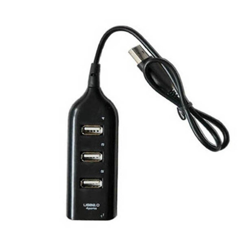 Mini Hub USB 2.0 multi-usb haute vitesse, adaptateur Hub à 4 ports pour PC portable, récepteur, accessoires d'ordinateur: Black