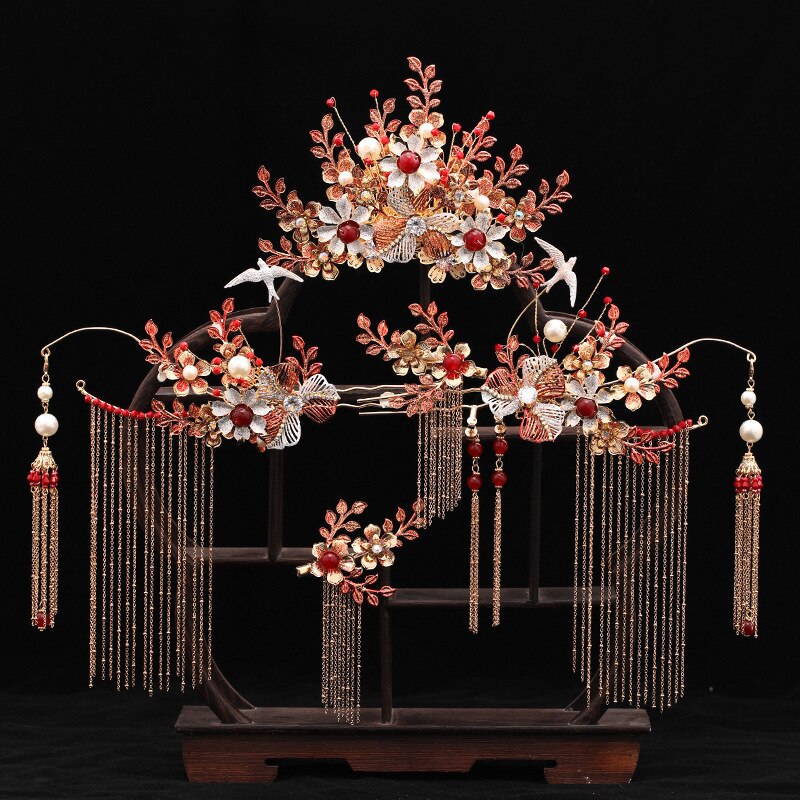 Myfeivo Chinese Stijl Bruids Sieraden Set Vintage Bruid Trouwjurk Accessoires HQ1717