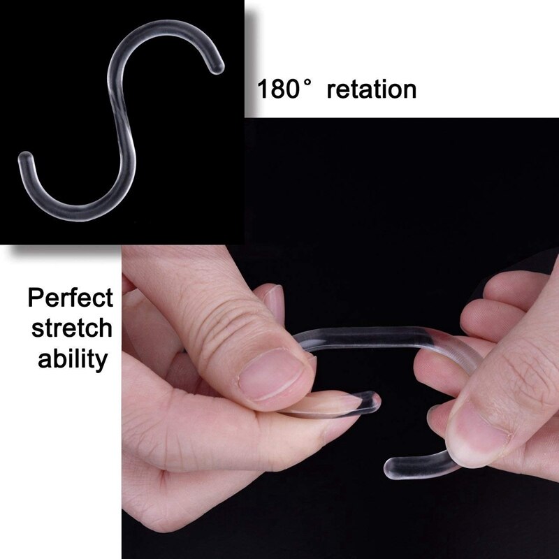 30 Pack Shower Curtain Rings Curtain C Rings Hook Hanger Bath Drape Loop Clip Glide (Clear)