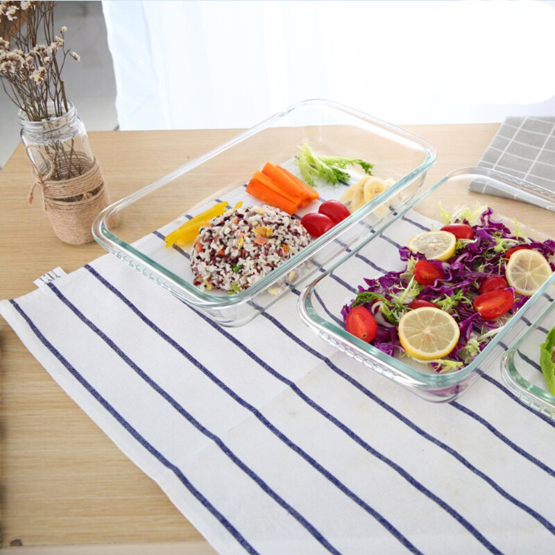 Platos de vidrio templado oblongo transparente para hornear, herramienta antiadherente para cocina, bandeja para queso y arroz