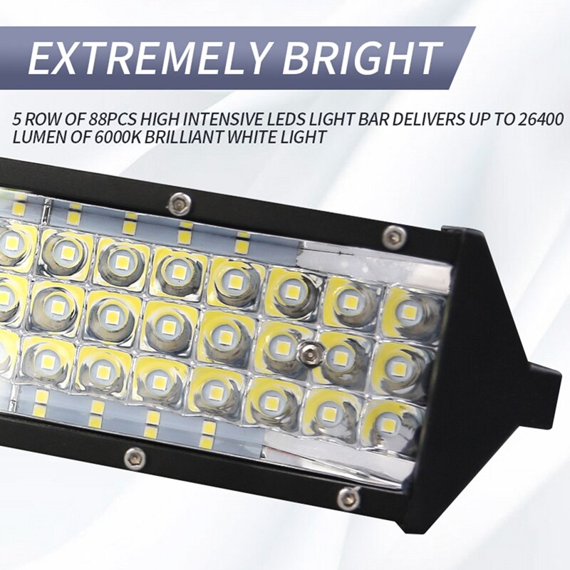 12 Inch LED Light Bar Five Row Spot Flood Combo Beam Work Lights Off Road Driving LED Fog Lights for ATV/UTV/Truck/Boat