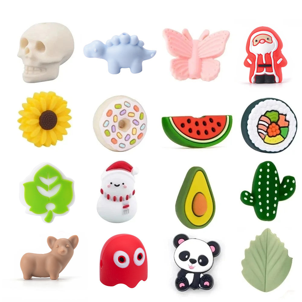 LOFCA 10 stks Leuke Cartoon Blad Siliconen Kralen Food Grade Siliconen Gebruikt in sieraden maken Ketting Sieraden Armbanden accessoires