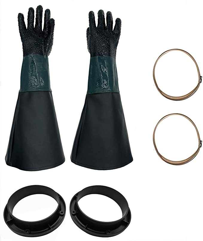 Guantes HOLDWIN de chorro de arena guante de chorro de arena de 60cm con partes de gabinete de chorro de arena de anillos O