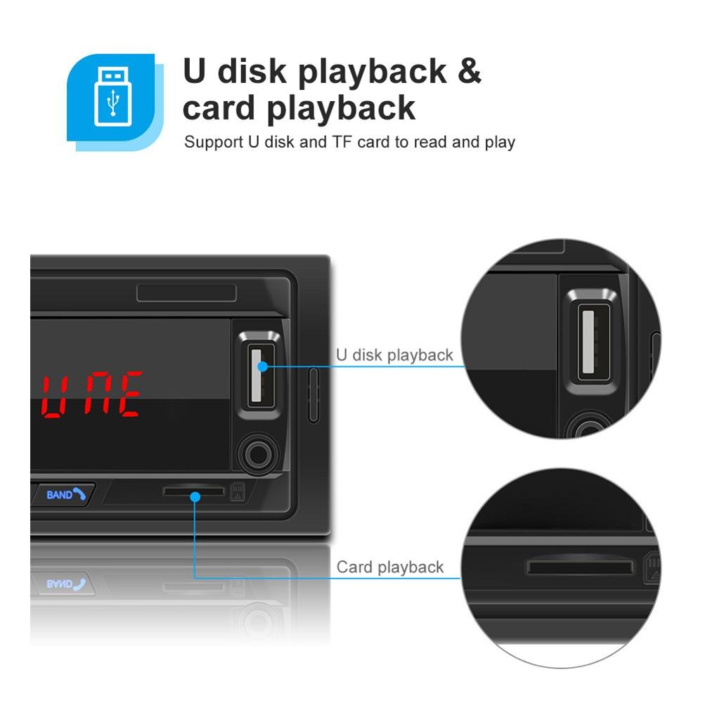 Haut 12V unique 1 DIN voiture stéréo lecteur MP3 Radio FM AUX TF carte U unité de tête de disque dans le tableau de bord récepteur multimédia numérique voiture lecteur MP3