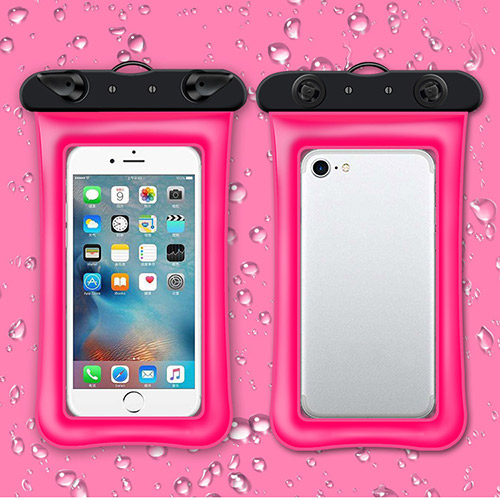 Universal gennemsigtig vandtæt taske mobiltelefon taske til 3.5 to 6 tommer telefon bærbar drifting snorkling svømning tilbehør: Lyserød