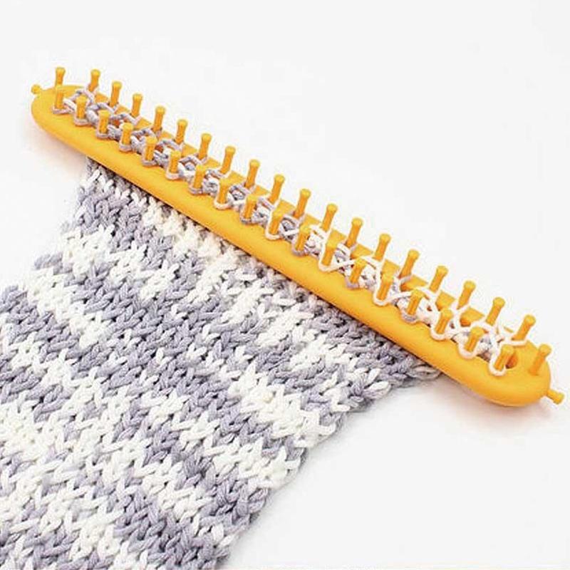DIY Hat Weaving Loom Knitting Knitter Kit Plastic Pompom Sock Scarf Scarves Maker Plastic Long Handle Weaving Tool