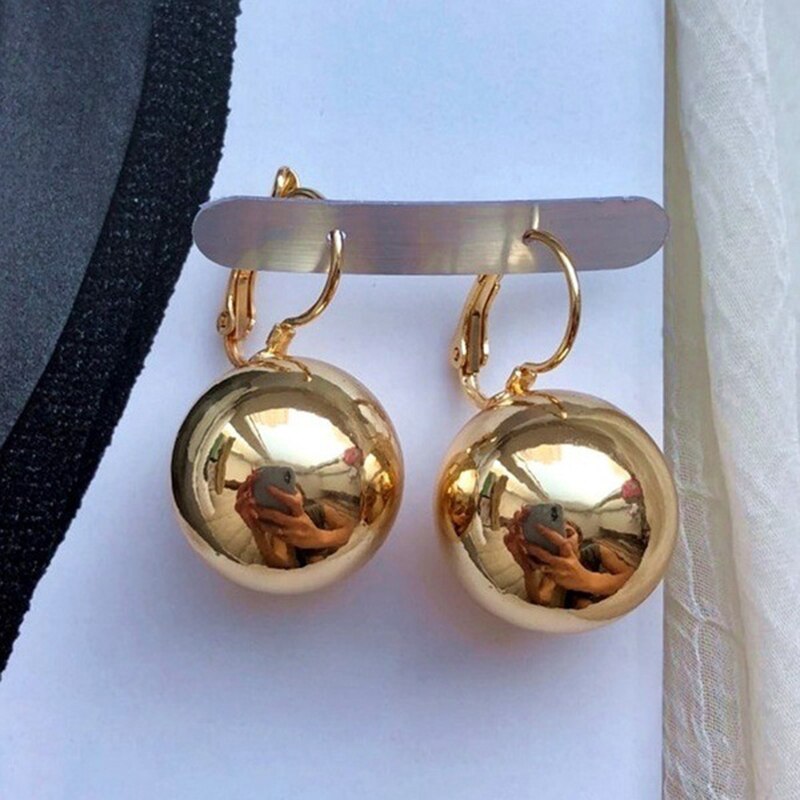 Glad Bal-Vorm Dangle Earring Voor Vrouwen Wit/Gouden/Rosegoud Pandent Oorbel Charmante Vrouwelijke Oor: Golden