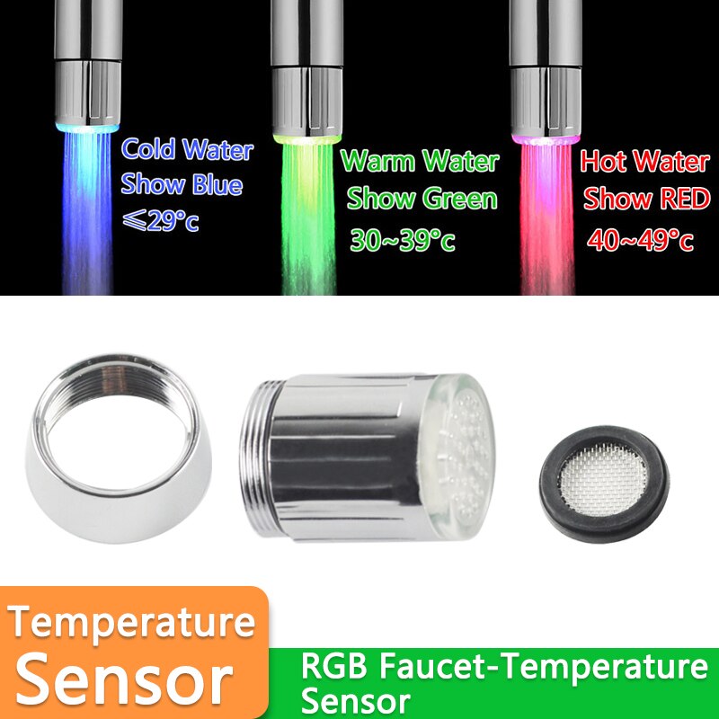 Led Water Kraan Accessoires Glow Kleurrijke Tap Nozzle Voor Badkamer Keuken Head Light 3 Kleuren 7 Kleuren: Sensor RGB Faucet