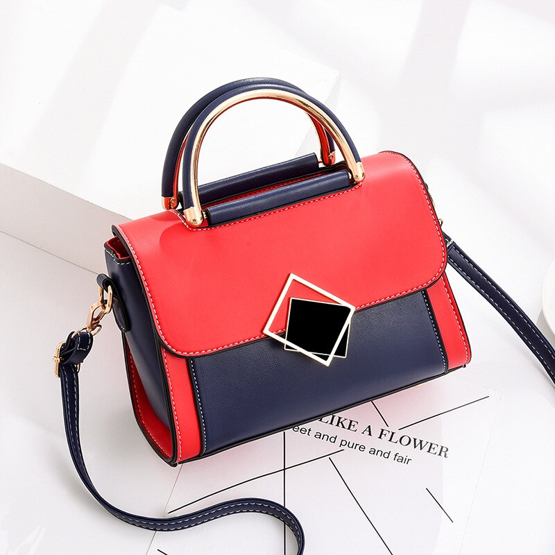 Borsa a tracolla monospalla moda semplice da donna coreana nuova moda autunno e inverno 2019 da donna: Red with Blue