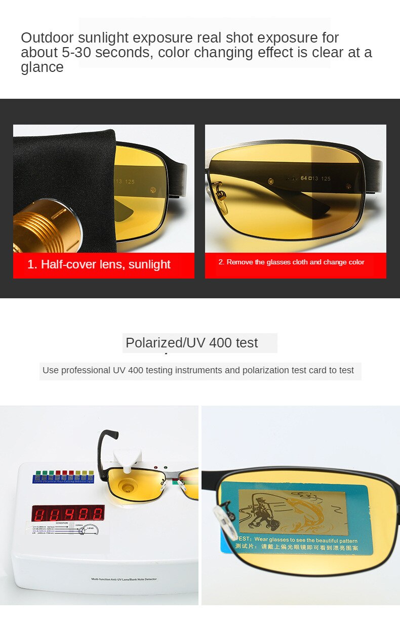 Dofta polariserede fotokromiske solbriller nattesynsbriller mænd dag og nat kørebriller mænd vintage aluminium  uv400 9516