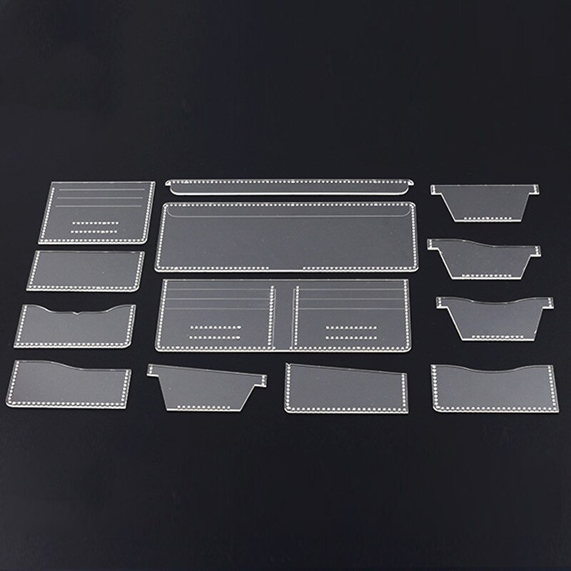 13PCS/Set Wallet Pattern Stencil Template Set Universal Short Clip Template Pattern Sewing Stencils DIY Set