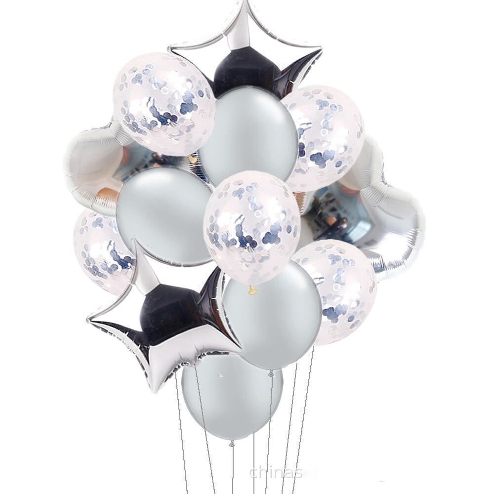 14-teiliges Konfetti-Ballon-Set Für Hochzeit & Geburtstag – Herzen, Sterne, Folie & Latex