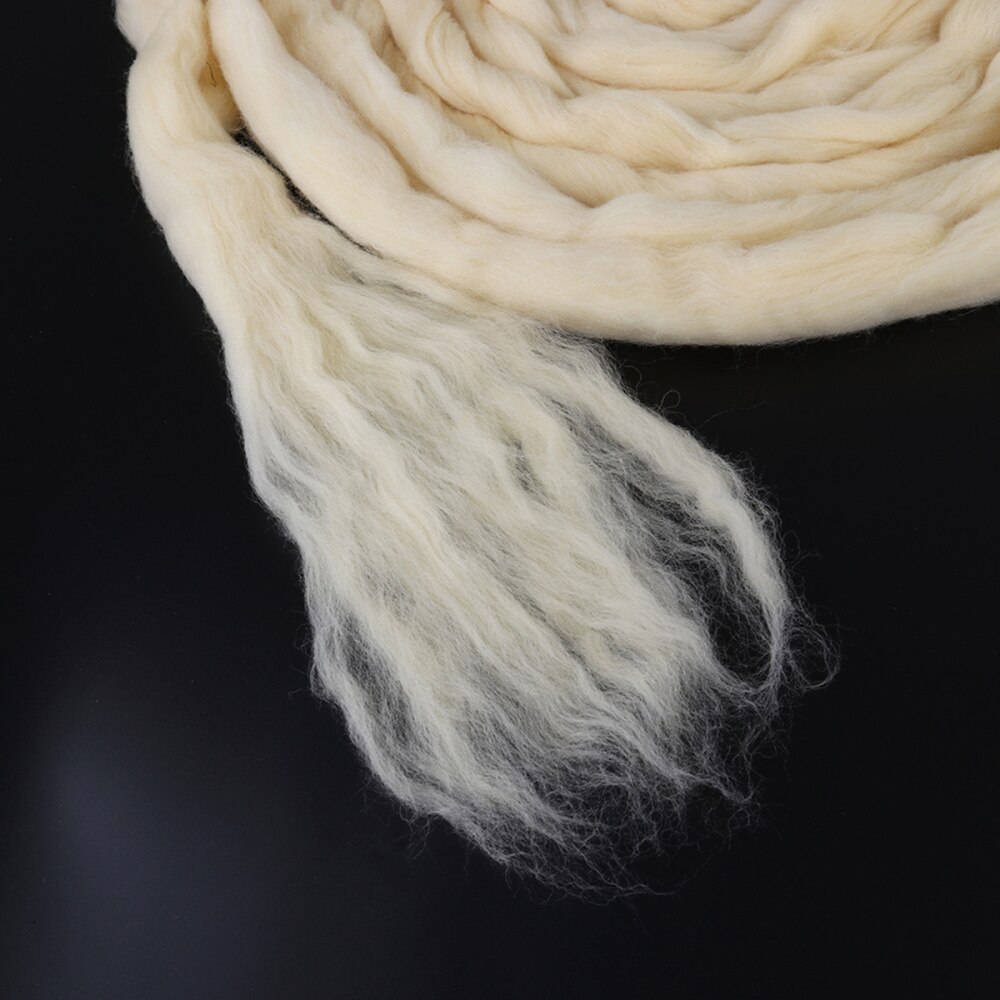 Natural Roving Wool Roving Fiber Spin Felt Crafts Needle Felting 200g (Galatea)