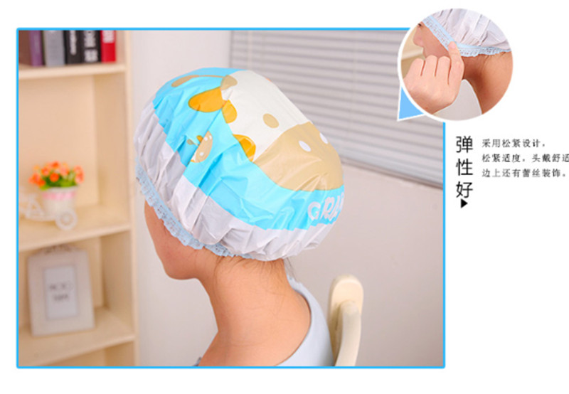 1P Color Random Adult waterproof shower cap Cartoon Shower Hat Wrapped Towel Bathing Cap Bathroom Accessories Waterproof Bathing