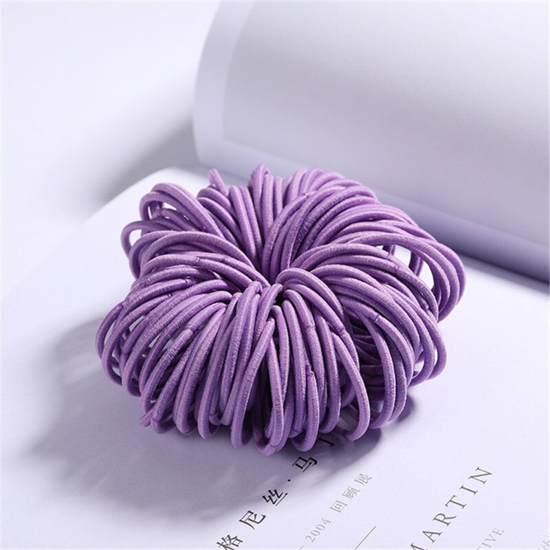 100 Stks/partij Kleur Elastische Rubberen Band Meisje Mode Haarbanden Geometrie Haaraccessoires Hoofdband Chouchou Vrouwen Hoofd Slijtage: Purple