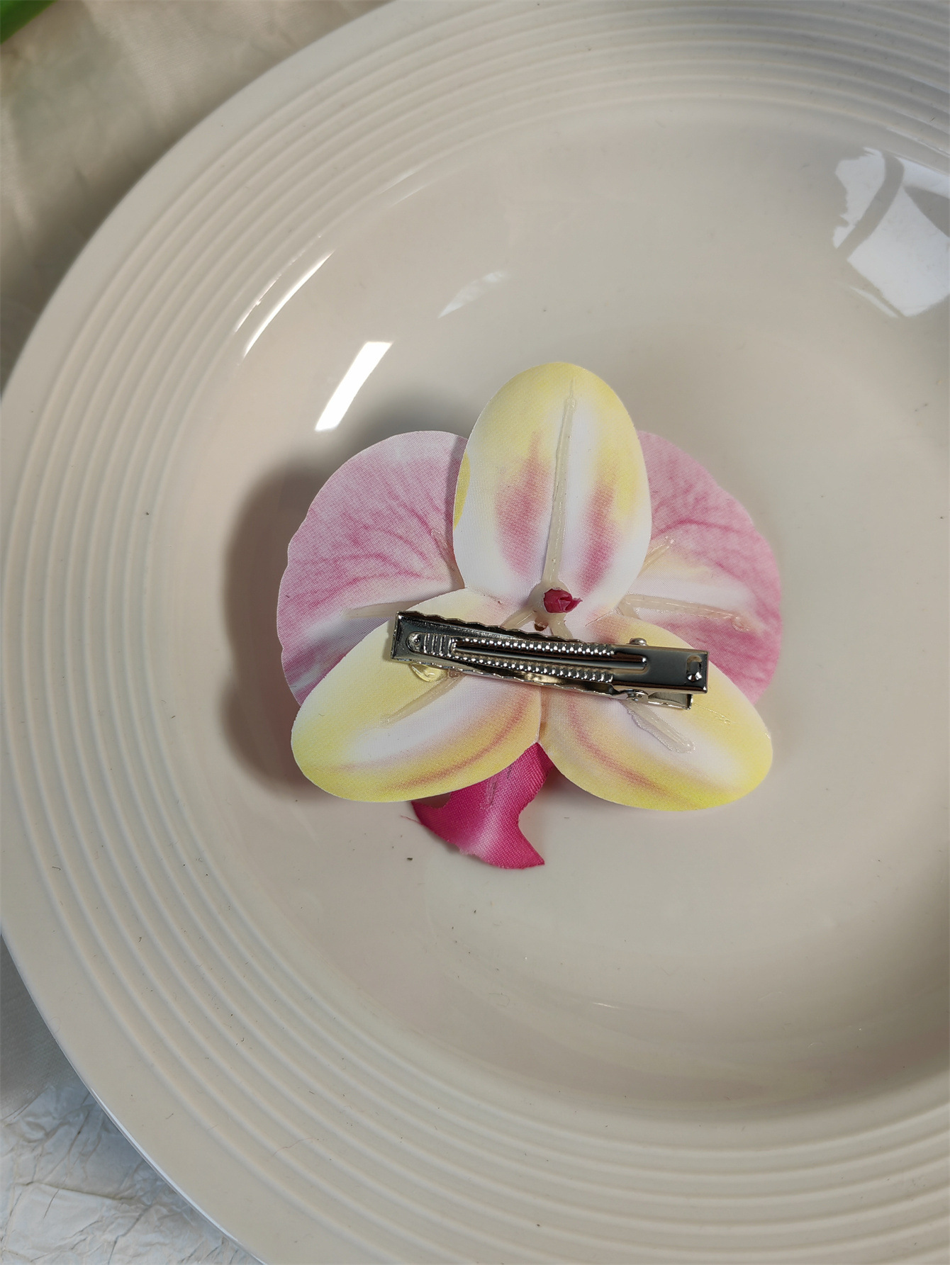 Grampos de cabelo de borboleta de flor de orquídea artificial para mulheres meninas phalaenopsis pérola bico de pato grampos de cabelo acessórios de cabelo