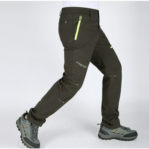 LoClimb Men's Outdoor Hiking Pants Men Camping/Climbing/Trekking Pants Male Spring Thin Quick Dry Trousers Fishing Pants AM406: army green / Asian Size 5XL