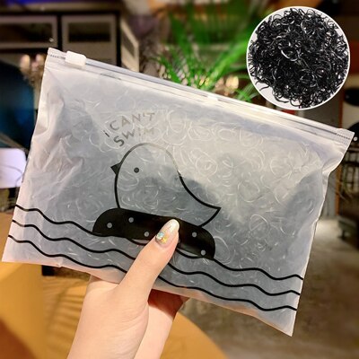 Bande caoutchouc élastique jetable pour enfants | 1000 pièces/lot, bracelet de cheveux pour enfants, gomme scrunie pour accessoires cheveux: Black