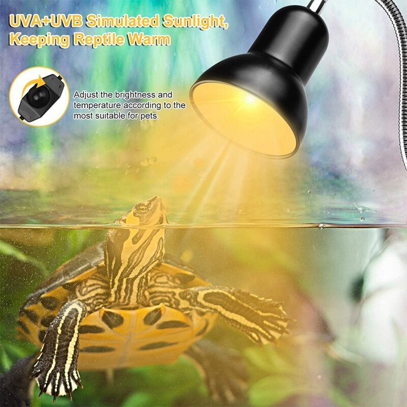 Reptiel Warmte Lampen, uva/Uvb Schildpad Aquarium Tank Verwarming Lampen Voor Hagedis Schildpad Met 2Pcs E27 110V Warmte Lampen, us Plug